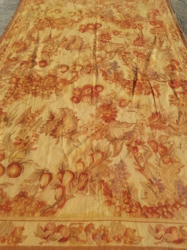 Vintage Handmade French Floral Needlepoint Wool Rug 258x166 cm gallery