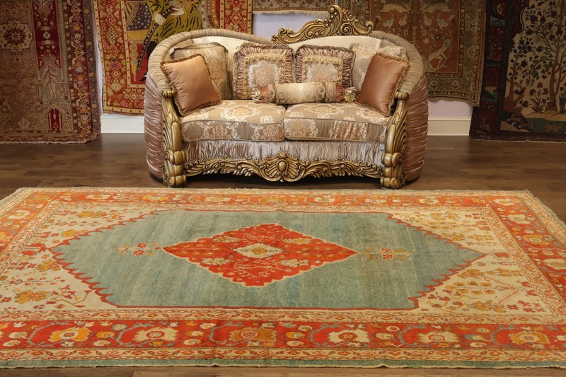 Antique Oushak Turkish Area Rug 8x12 Ft Handmade Vegetable Dye Oriental Wool Rug gallery