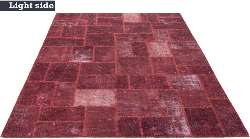 Patchwork 212x152 cm Hand Knotted Vintage Oriental Rug Carpet Red gallery