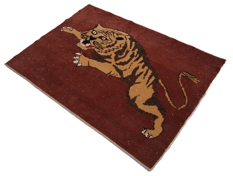 4x5 Rug HandMade Oushak rug NEW Rug Turkish Rug Tiger Attack Pattern 3'9"x5'4" gallery