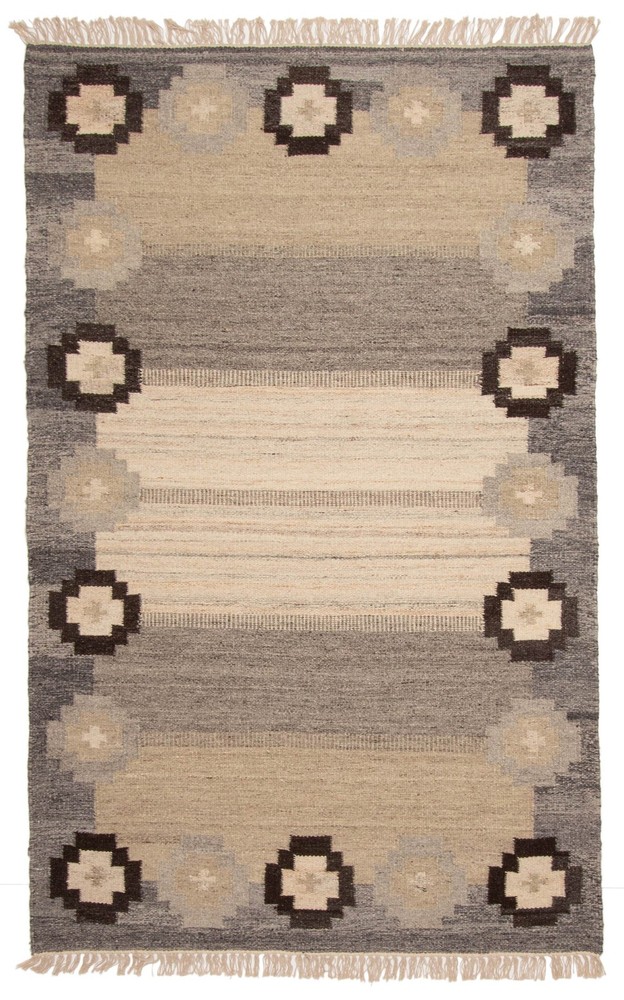Vintage Hand Woven Area Rug 5'0" x 8'1" Traditional Wool Oriental Carpet