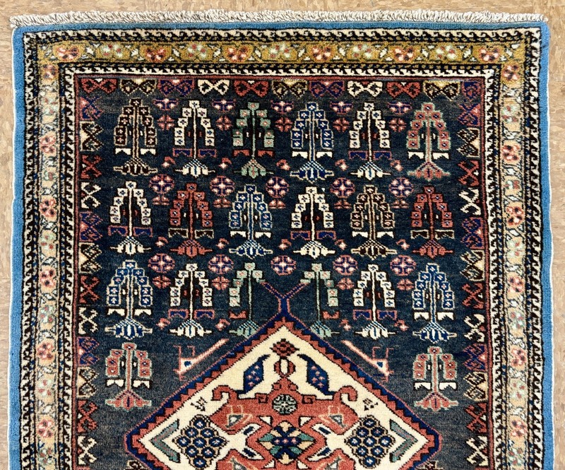 Vintage Ardebil Tribal Oriental Rug 3x4 Hand Knotted Wool Area Carpet Navy Ivory gallery