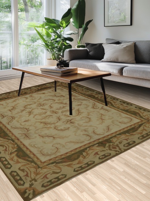 Sophisticated Aubusson French Area Rug 8x10 with Ornate Details Handmade Carpet gallery