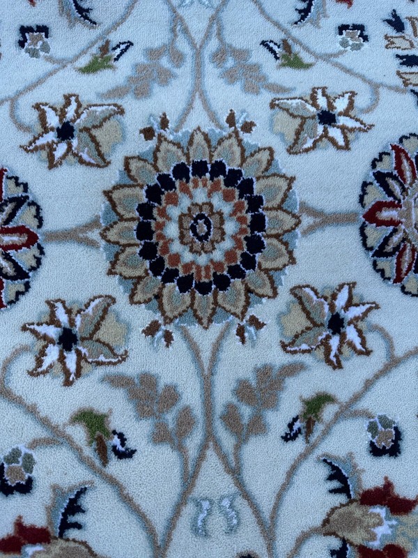 Top Quality New White & Blue Oriental Rug Handmade in India, Silk Accents, 9x12 gallery