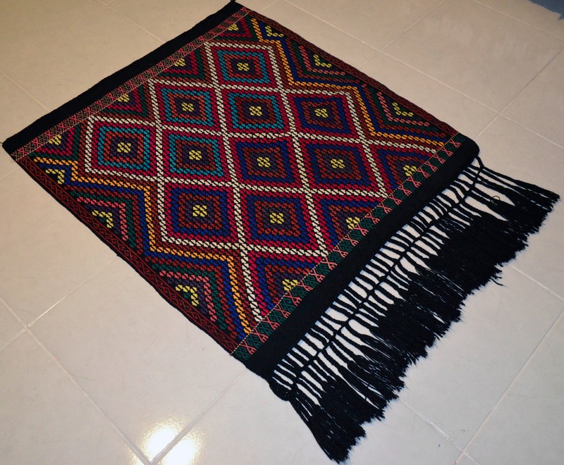 Turkish Hand Woven Kilim Rug Braided Wall Hanging 38″ x 41″ Boho Chic gallery