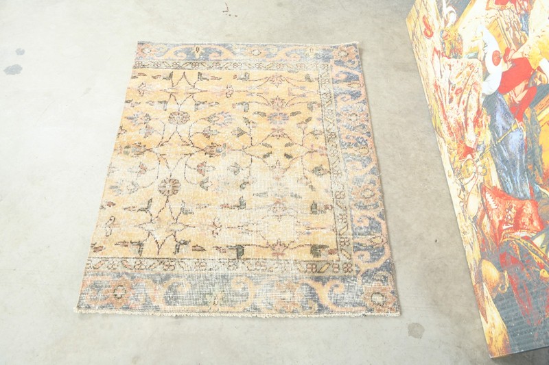 turkish square mini rug 3x3 neutral vintage doormat carpet oushak small rug,998 gallery