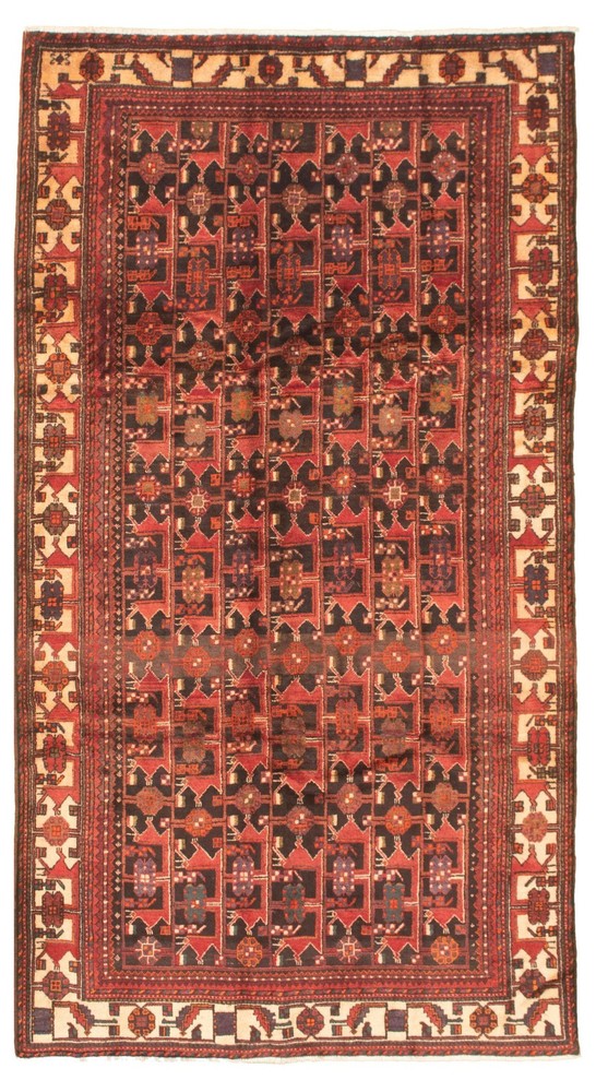 Vintage 5'4" x 9'10" Traditional Hand Knotted Vegetable Dye Wool Area Rug