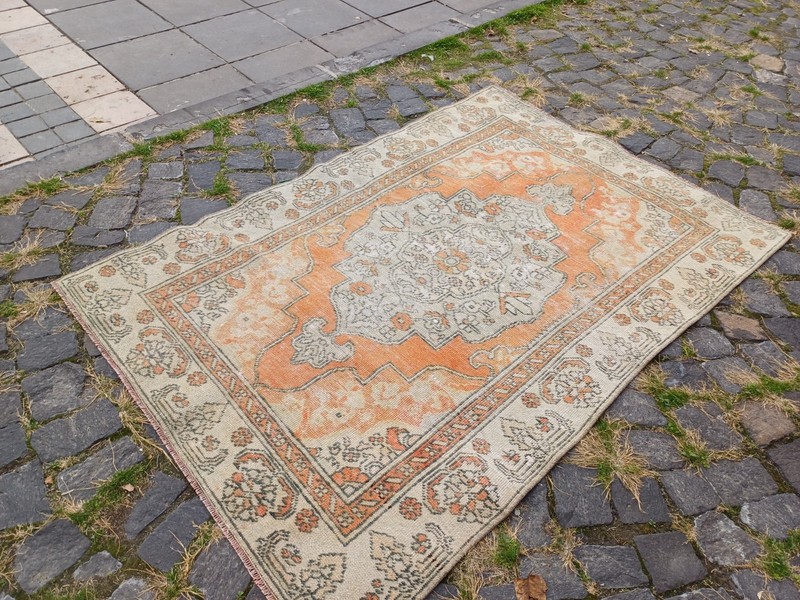 Very Old Kayseri Area Rug 3.31 x 5.12 ft , Handmade 3x5 Kitchen Rug 101 x 156 cm gallery