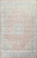Muted Distressed Area Rug 10×12 Ft handmade Coral Wool Carpet Medallion Rug