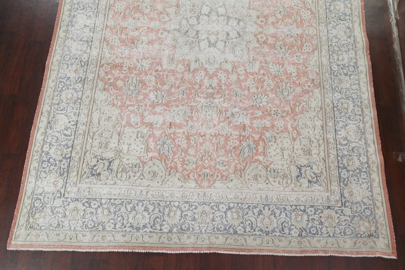 Muted Distressed Area Rug 10x12 Ft handmade Coral Wool Carpet Medallion Rug gallery