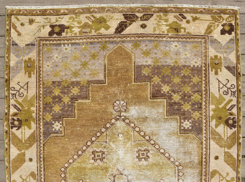 Turkish Rug 3x6 Handwoven Oushak Rug 105x210cm Natural Wool Carpet Muted Rug gallery