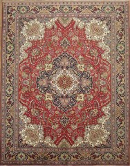 Vintage Floral Red Area Rug 10×13 Hand-knotted Wool Traditional for Living Room