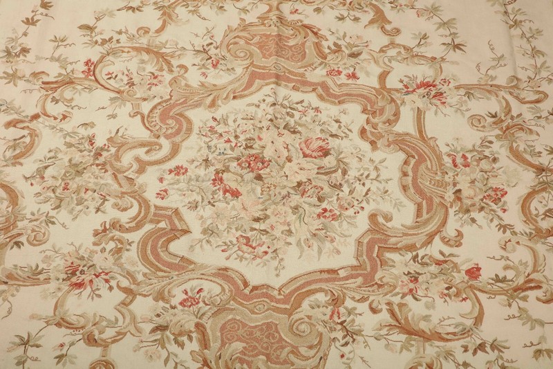 Flowers and Garlands French Aubusson Rug 19th Century, 1920's, France gallery