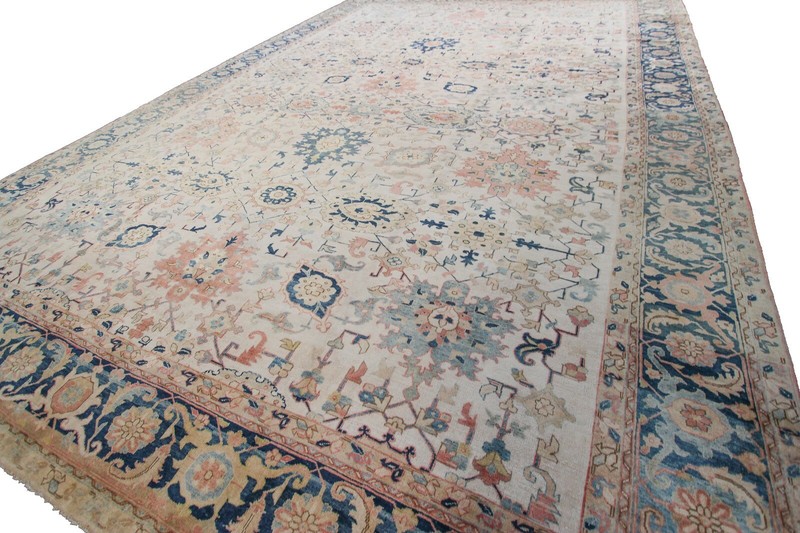 13x19 Antique Traditional Geometric Handmade Area Rug Ivory 406cm x 570cm c.1920 gallery