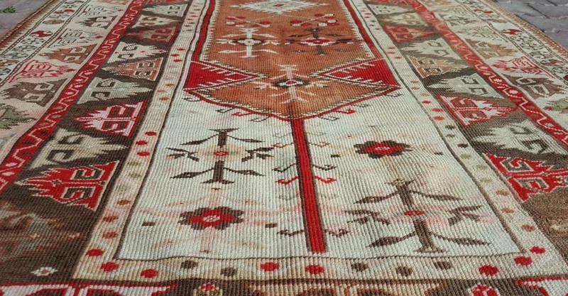 Decorative Cr1900-1939s Natural Dyes 4'9"×7'5" Oushak Prayer Rug gallery