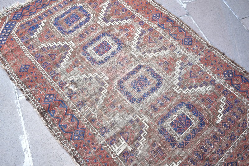 Fabulous Antique Tribal Rug 43'' x 69'' Collector Item Fragment Tribal Wall Rug gallery