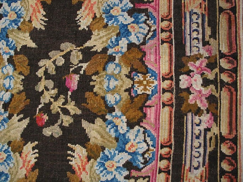 4x7 Antique Axminster Black Wool Area Rug 1750 gallery