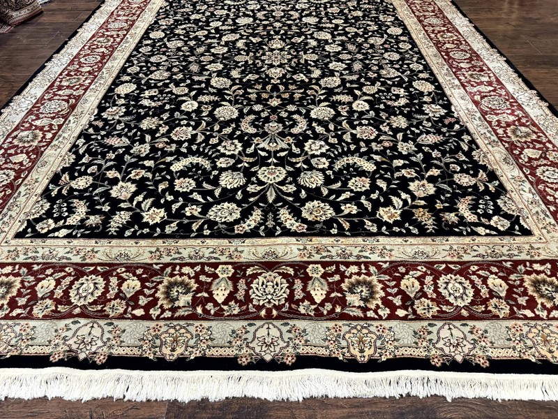 Sino Per'sian Rug 9x12 Fine Elegant Oriental Carpet 200 KPSI Black Dark Red gallery
