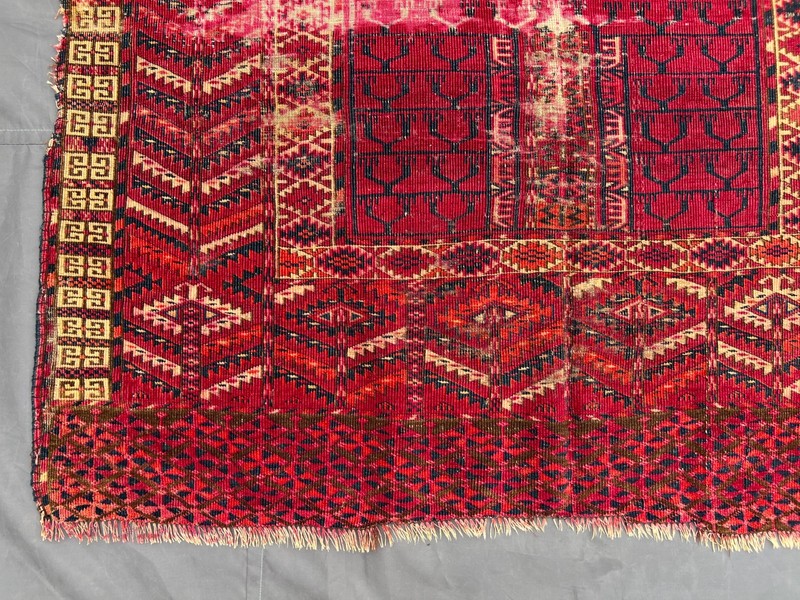 Handwoven Turkish Tribal Rug 4x5 ft Distressed Low Pile Vintage Boho Area Rug gallery