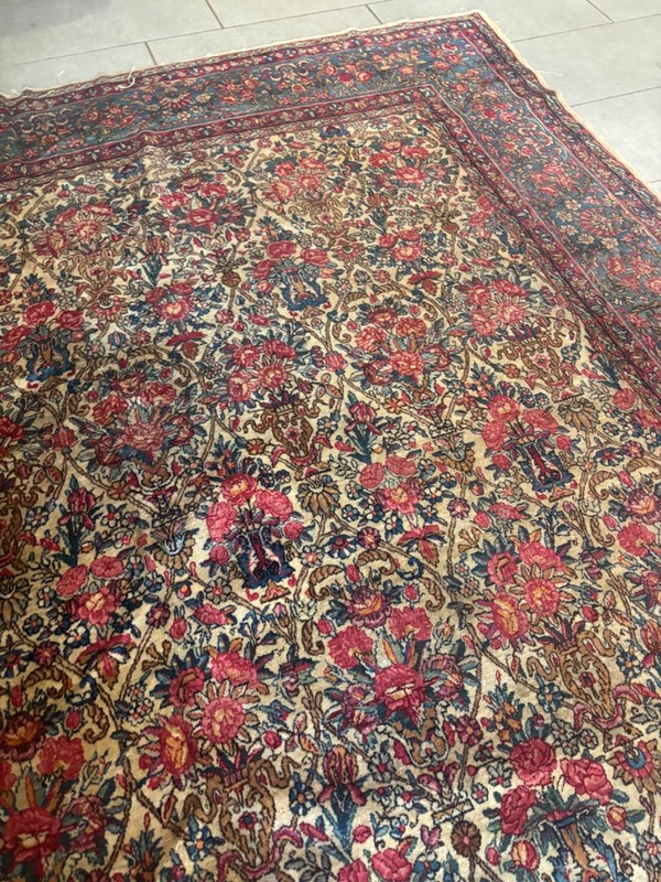 10X8 HANDMADE ANTIQUE RUG. CARPET . HAND MADE. KER.MAN gallery