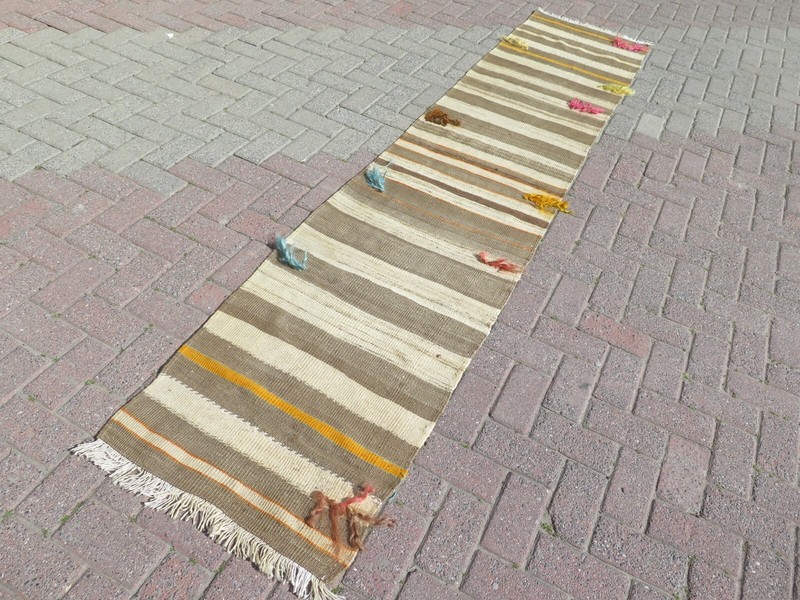 Rug Runner, Stairs Rug, Hallway Rug, Wool Kilim Runner, Carpet Runner 23"x121" gallery