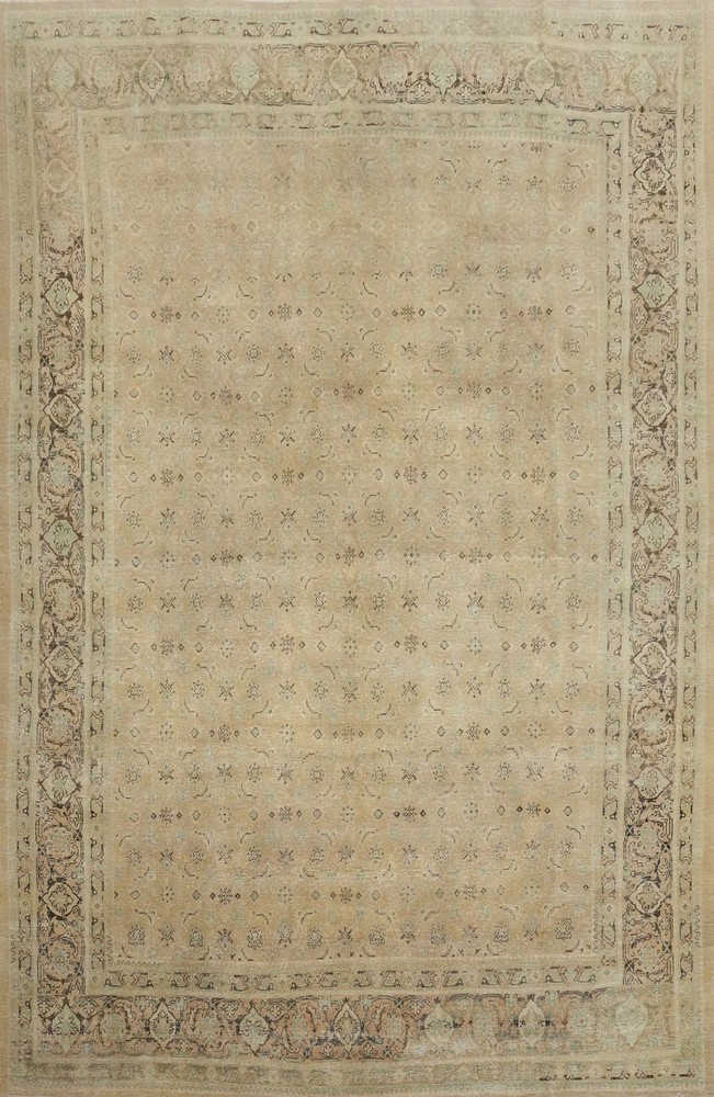 Antique Muted Distressed Gold Wool Vegetable Dye Handmade Living Room Rug 9x13