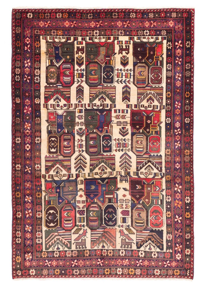 Vintage Cream Traditional 4'8" x 7'1" Hand-Knotted Oriental Wool Area Rug