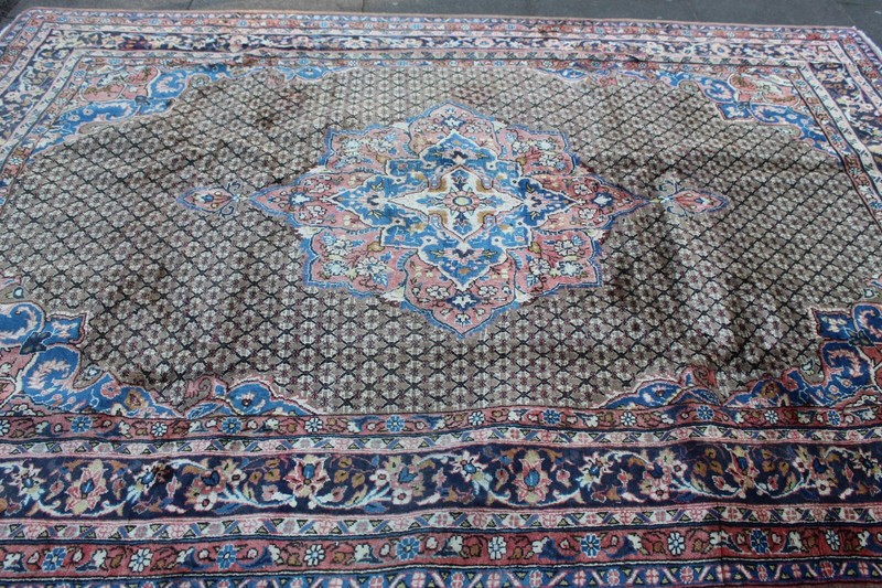 Vintage Hand Made Traditional Wool Faded Brown Pink Beige Carpet 297x210cm gallery