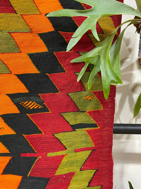Orange Runner Rug| Hand-made 5'x13'ft Turkish Anatolian Sivas Kilim Runner Rug gallery