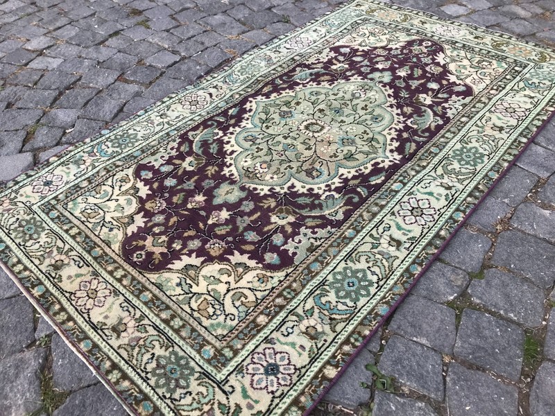 Turkish Antique rug Bohemian Area rug Oushak rug Vintage Rug Handmade Wool rug gallery