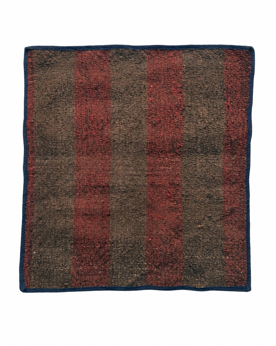 Vintage Afghan Wool Silk Kilim Rug Mat Handmade Tribal Striped Brown Red 19x19 gallery