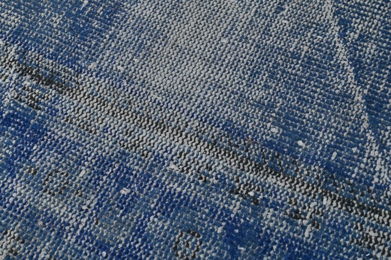 Vintage Turkish Runner Rug 2x7ft BLUE Handmade Anatolian Oushak Hallway Wool gallery