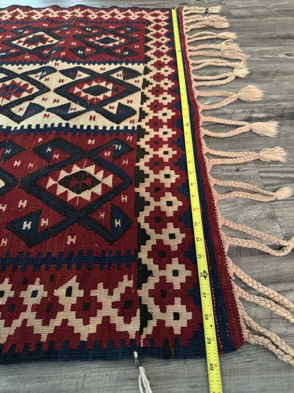 Vintage Turkish Kilim Rug Boho Van Kilim Flat Weave Approx 40”x60” gallery