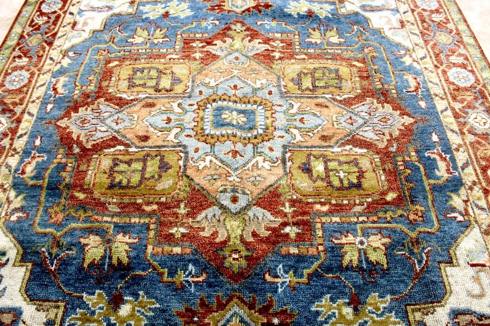 8X10 MASTERPIECE MINT HAND KNOTTED VEGETABLE DYE HERIZZ SERAPI WOOL TURKISH RUG