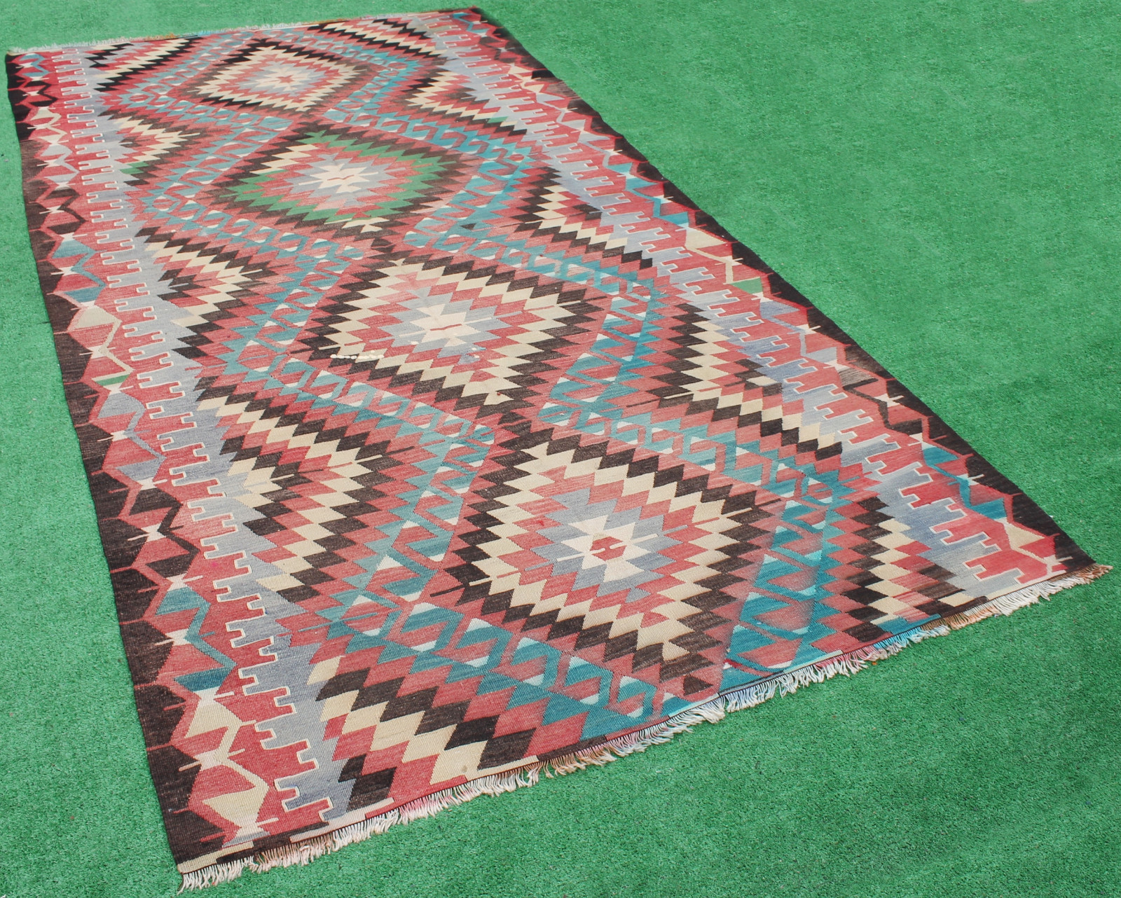 Turkish Kilim Rug 73''x138'' Hand Woven Antalya Kilim 186x353cm Oriental Rug gallery