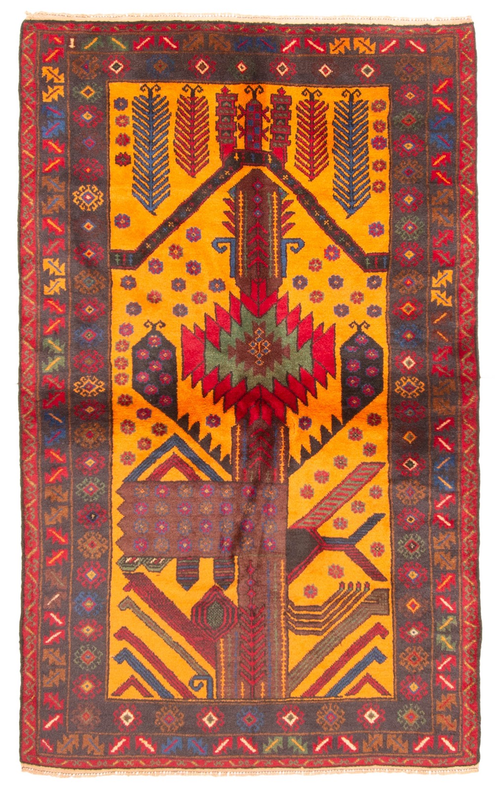 Vintage 3'6" x 5'9" Traditional Hand Knotted Vegetable Dye Wool Area Rug gallery