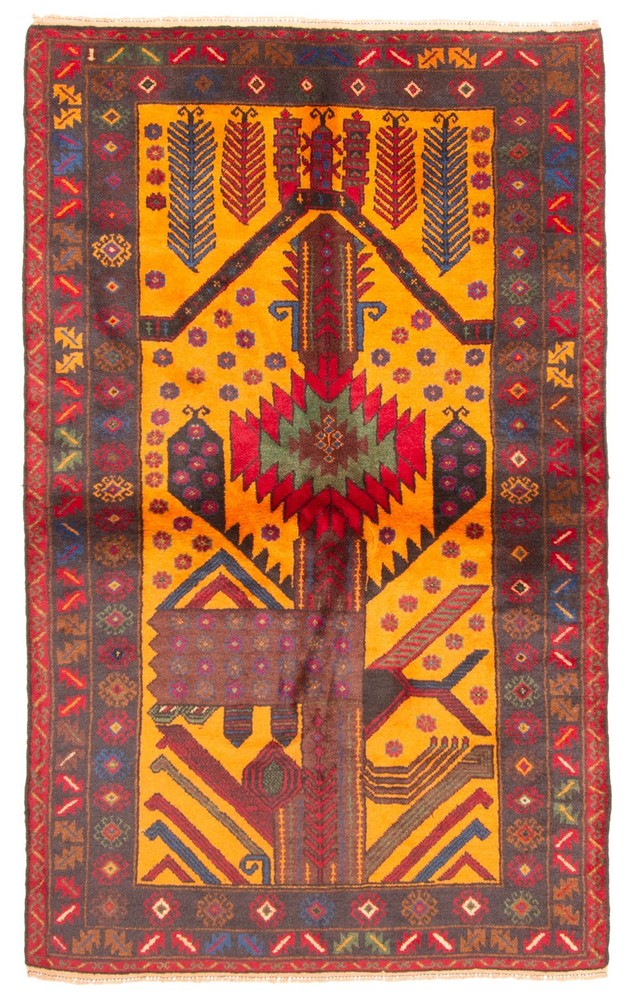 Vintage 3'6" x 5'9" Traditional Hand Knotted Vegetable Dye Wool Area Rug