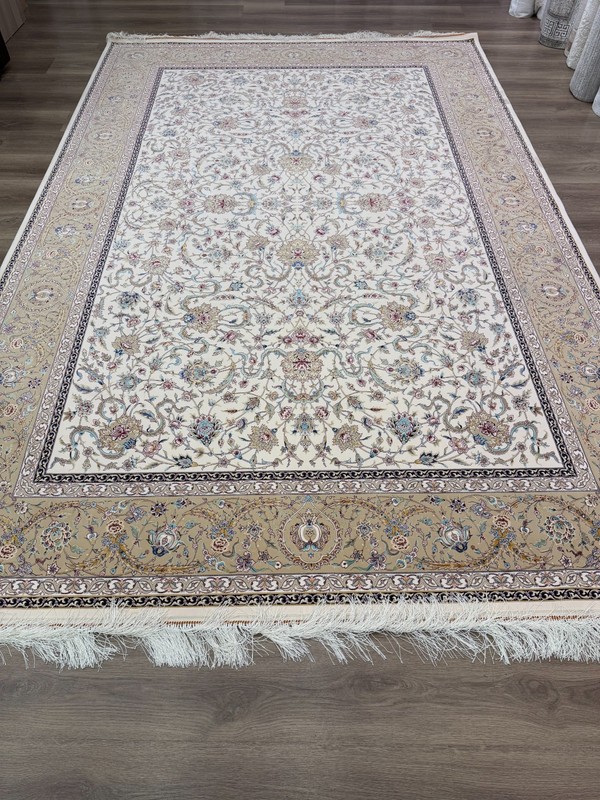 Turkish Silk Rug 8x11 ft Cream Beige Floral Oriental Luxury Traditional Area Rug gallery