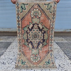 Boho 2×3 Turkish Vintage Small Rug Handmade 46 x 84 cm Bath Mat 1.51 x 2.76 ft