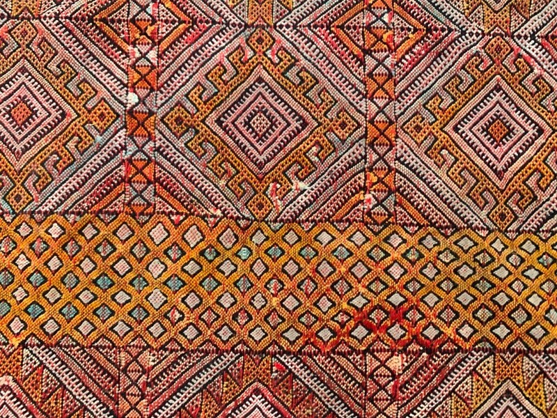 Vintage Handmade Kilim: Moroccan Sabra Kelim, Wool Area Carpet 4x8 ft gallery