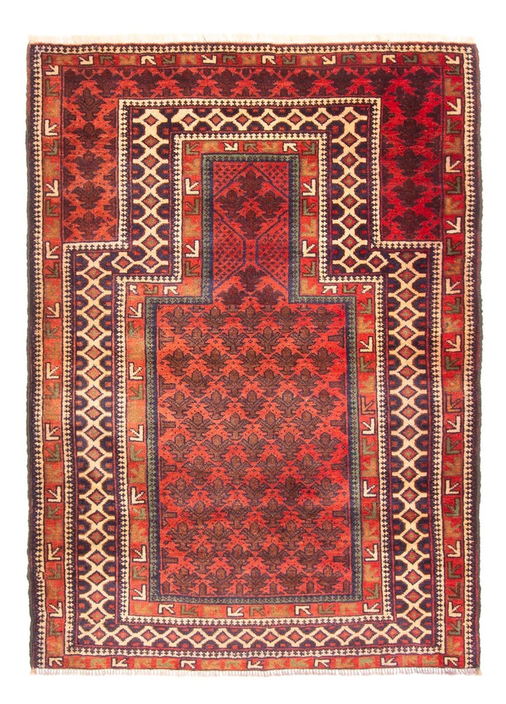Vintage Hand-Knotted Area Rug 3'2" x 4'7" Traditional Oriental Wool Carpet