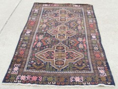 Vintage Afghan Baluchi Hand Woven Oriental Rug Carpet Geometrical Birds 43×83″