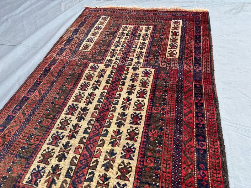 2'11" x 4'8" Antique Afghan Hand-Knotted Low Pile Prayer Rug Wool Bedroom Rug gallery