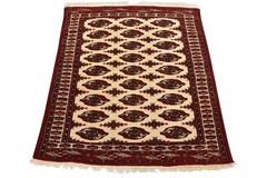 Vintage Tribal Oriental 4’4” x 4’8” Ivory Wool Traditional Hand-Knotted Area Rug