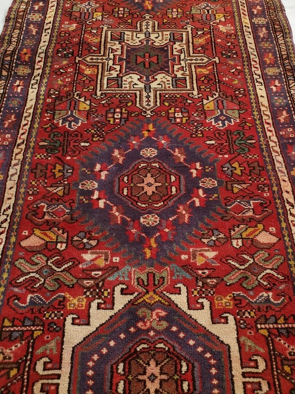 Vintage Red Karajeh runner Multi-Medallion - 3'1" x 10'10" gallery
