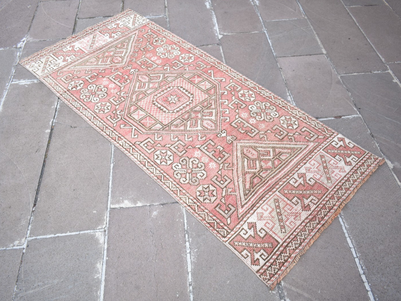 Vintage Turkish Rug 32'' x 75'' Muted Dye Rug Anatolian Canakkale Hallway Rug gallery