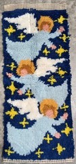 Vintage Handmade Latch Hook Angel Wall Hanging Rug Celestial Art Made In USA