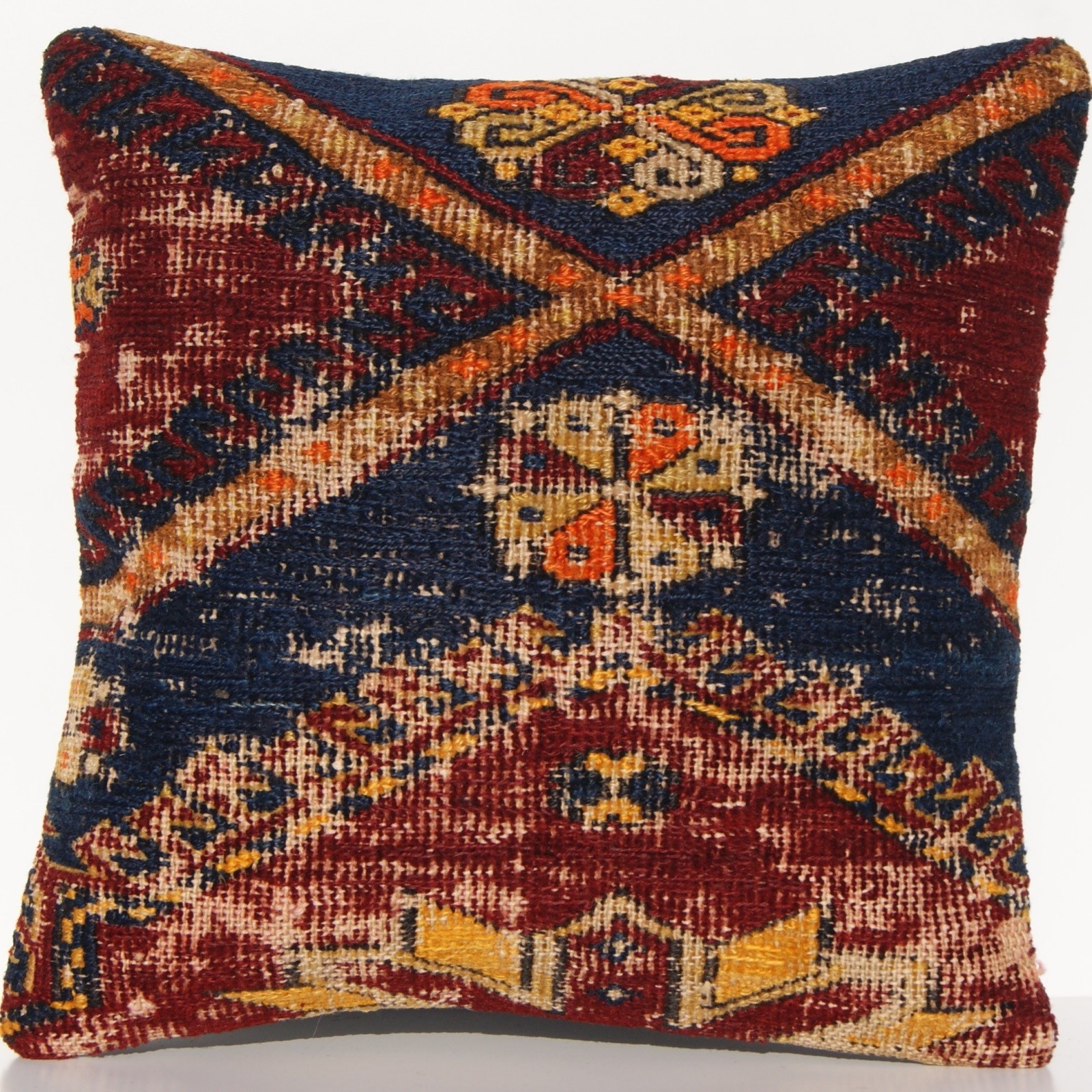 16" EMBROIDERED PILLOW CASE CAUCASIAN WOOL SQUARE SUMAK HANDMADE KILIM AREA RUGS gallery