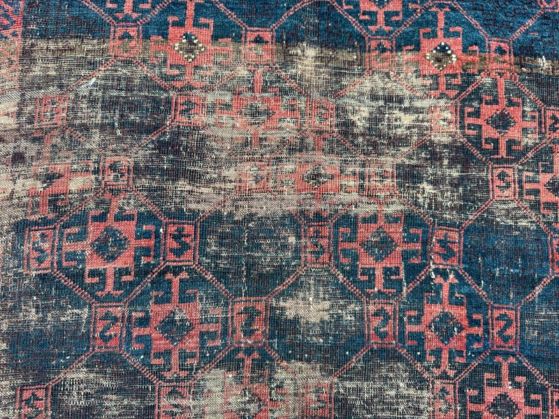1800s Semi-Antique Rare Rug, Hand-Knotted, Geometric Soft Wool Nomadic Area Rug gallery