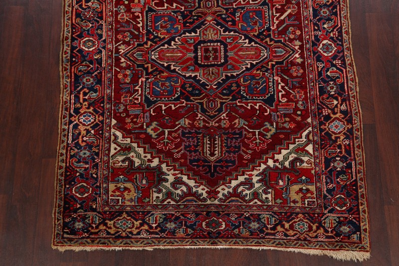 Antique Geometric Area Rug 5x6 Ft Handmade Traditional Wool Red Medallion Rug gallery